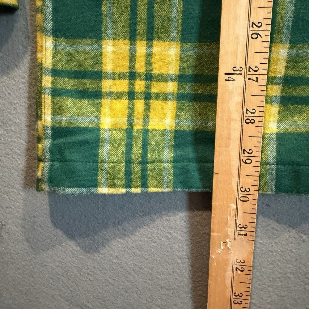Pendleton Men's 100% Virgin Wool Plaid Long Sleeve Green Yellow Oregon Ducks - Picture 6 of 8